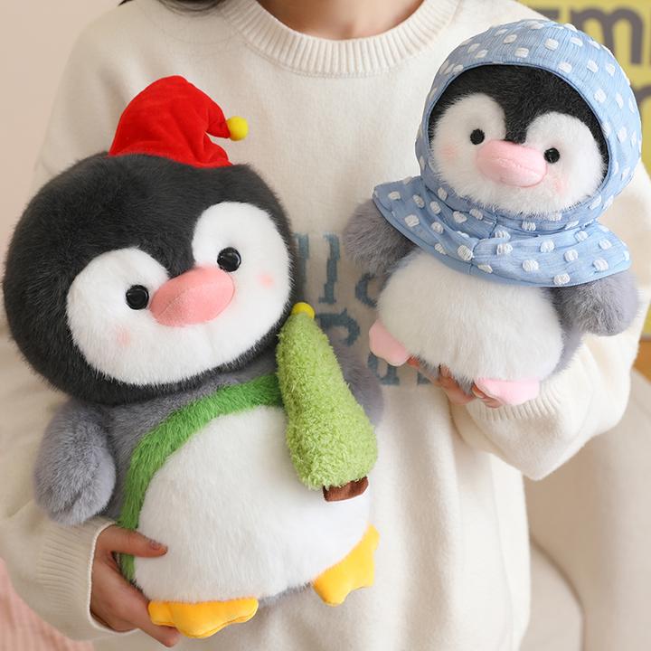 可爱鲷鱼烧小企鹅公仔毛绒玩具快乐圣诞企鹅抱枕女生儿童礼物桌伴