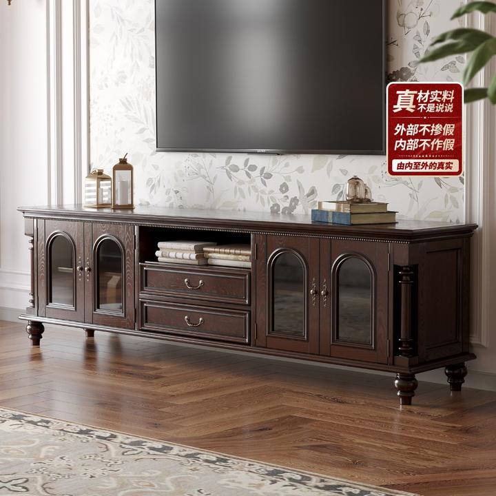 欧格娜法式复古实木电视柜落地客厅家用地柜2025新款高款电视机柜