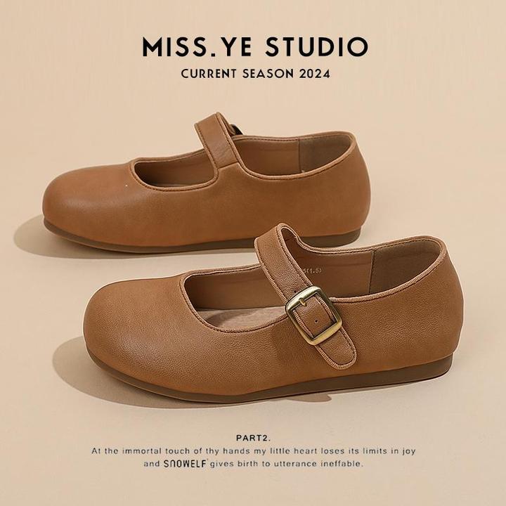 玛丽珍小皮鞋女2025年春季新款复古百搭懒人浅口单鞋一脚蹬勃肯鞋