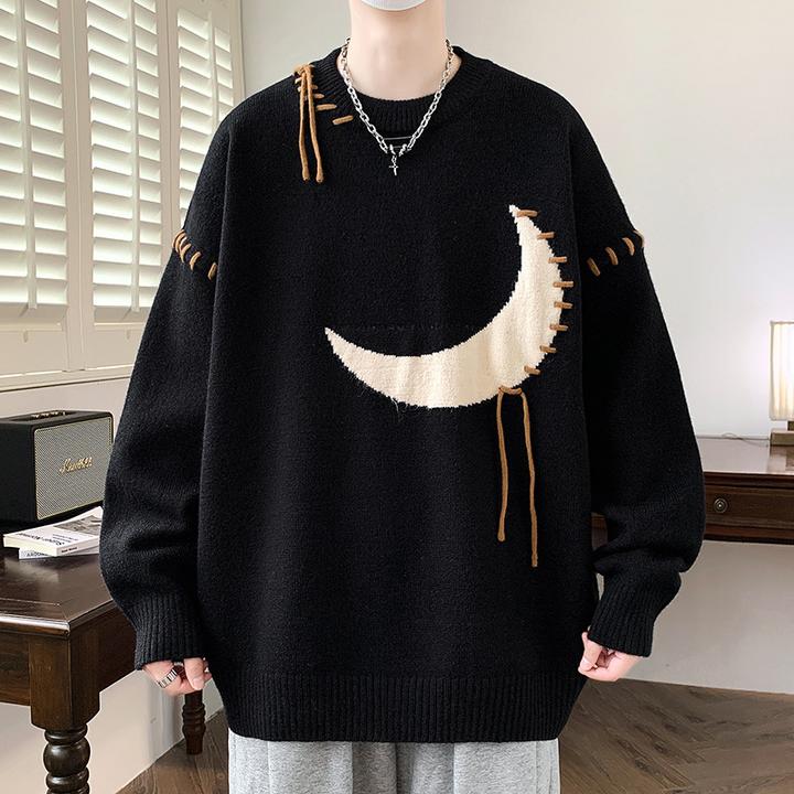 慵懒风毛衣男秋冬季青少年潮牌宽松加厚针织衫初中高中学生打底衫