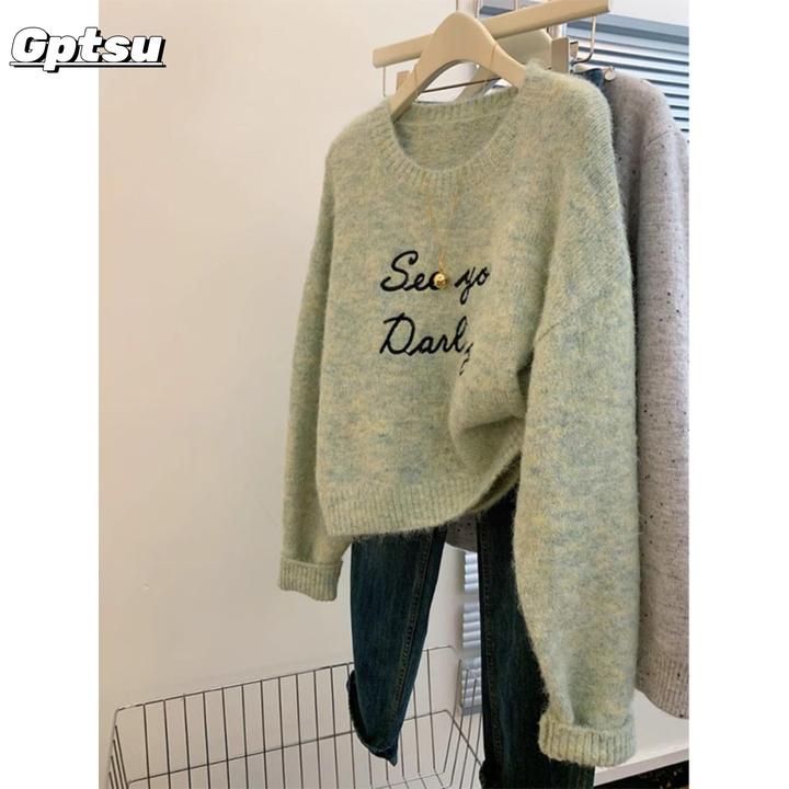 GPTSu韩式秋冬新款女针织衫新款柔软百搭套头衫女装慵懒款羊绒衫