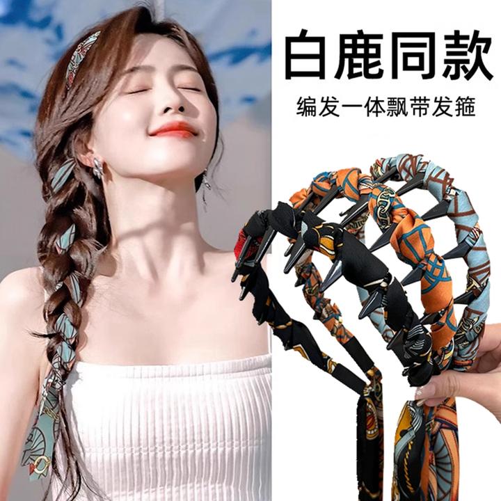 繁花飘带齿梳发箍女波浪高颅顶正反两带复古宫廷编发头饰气质发卡