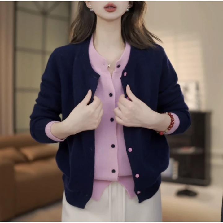 大码假两件开杉洋气减龄遮肉显瘦气质外搭秋冬新款针织杉女