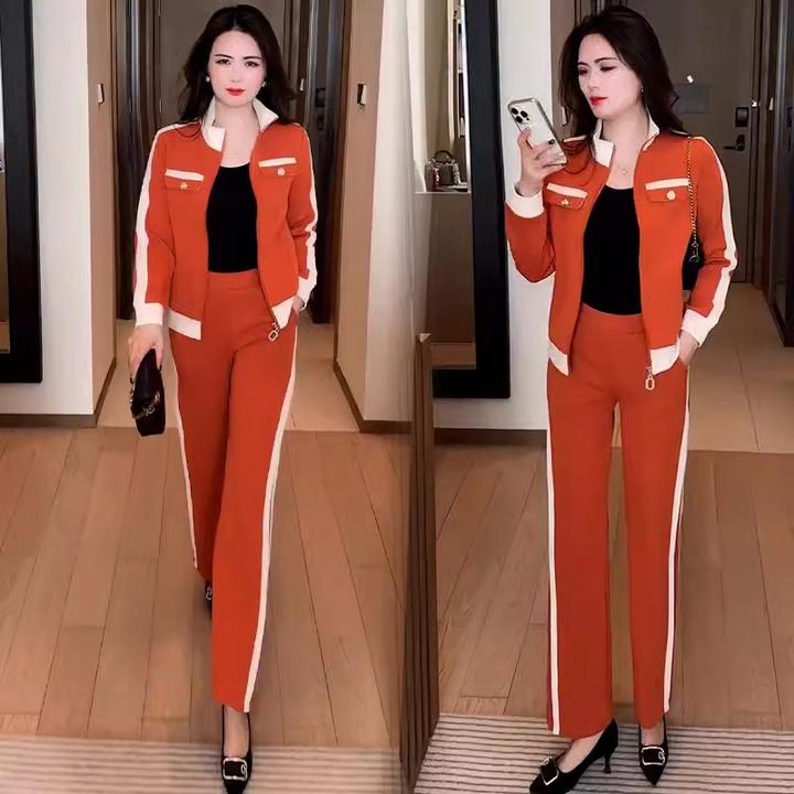 时尚运动套装女2025春季新款洋气显瘦减龄开衫外套阔腿裤两件套潮