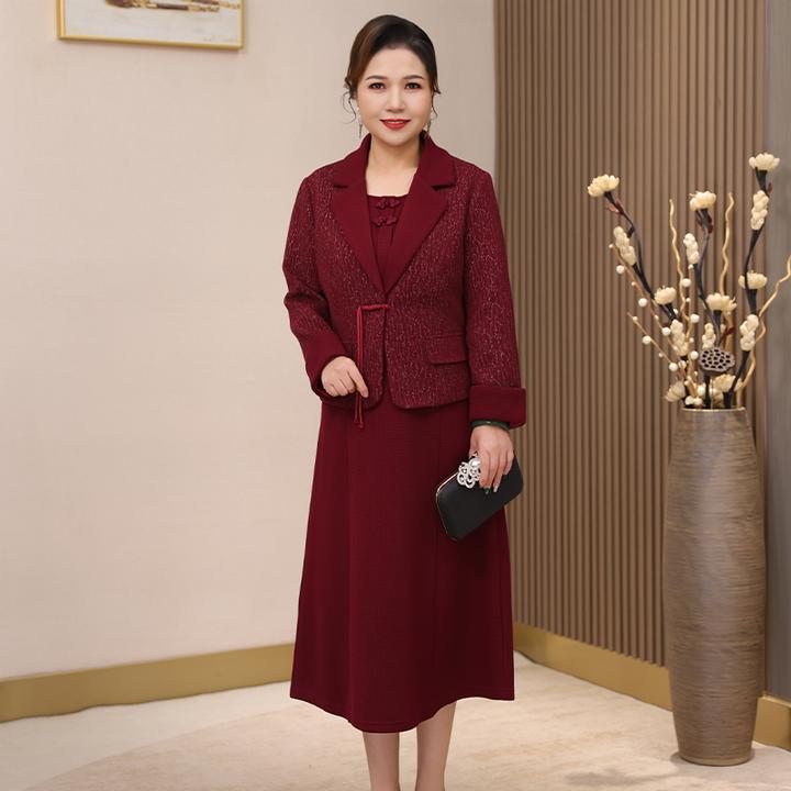 喜妈妈结婚礼服套装婚宴装新款国庆订婚喜服敬酒服裙子高贵两件套
