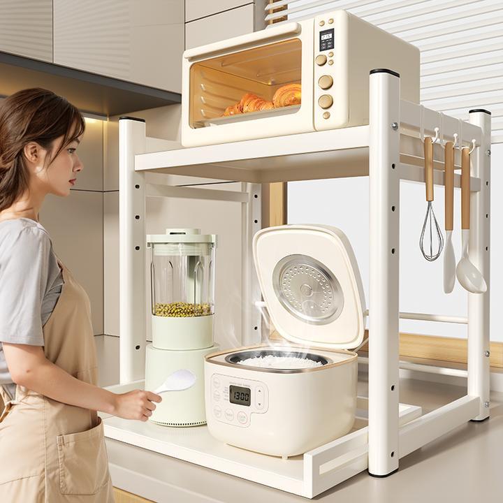 厨房置物架微波炉置物架多功能放电饭煲烤箱专用抽拉式收纳架子