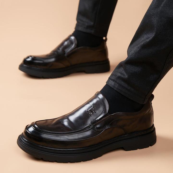 英伦皮鞋夏季新款休闲懒人一脚蹬舒适软底通勤商务皮鞋真皮乐福鞋