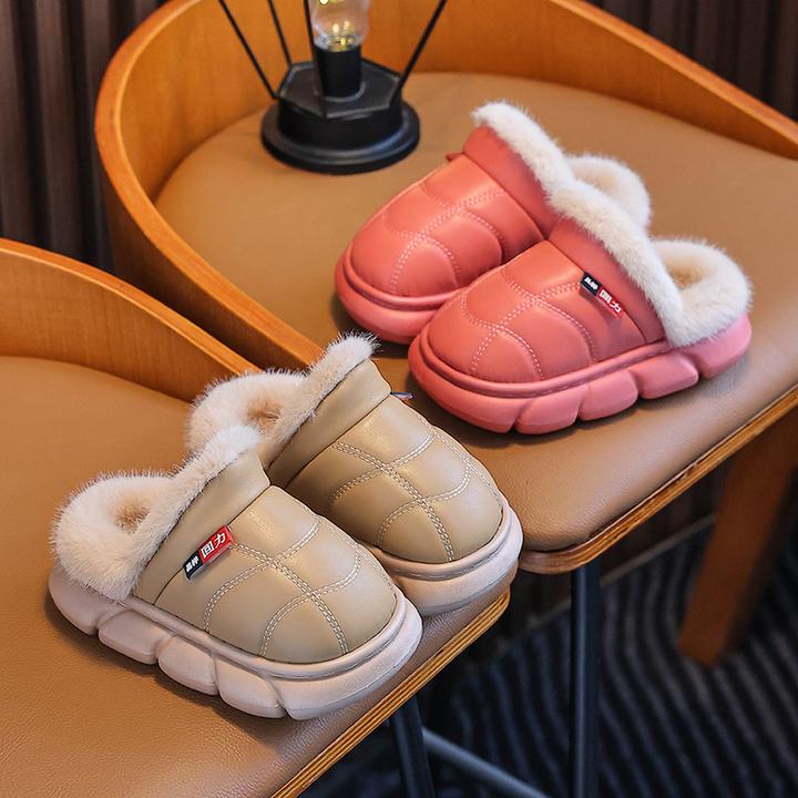 儿童棉拖鞋男童女童冬季防水防滑室内家居加绒保暖青少年外穿棉拖