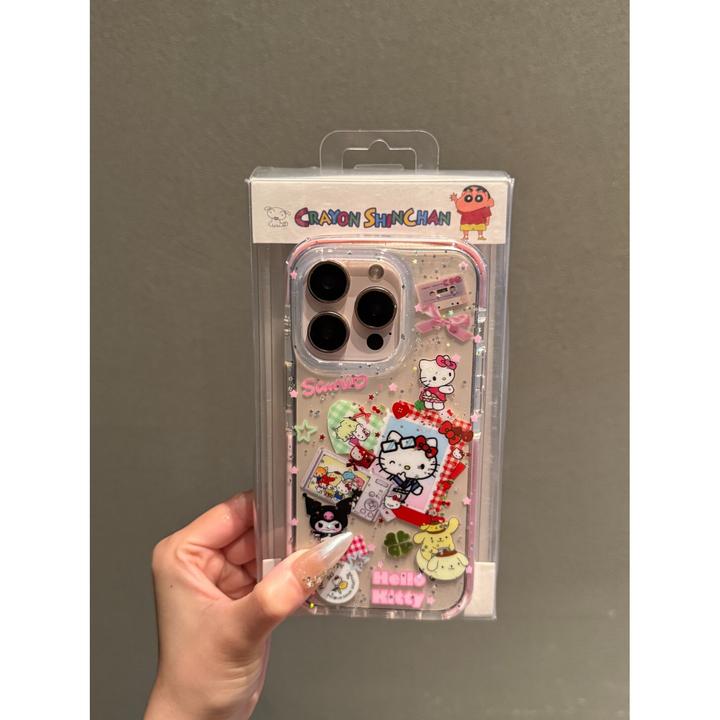 粉框闪粉三丽鸥相机大合照适用苹果16promax手机壳iPhone15新款14