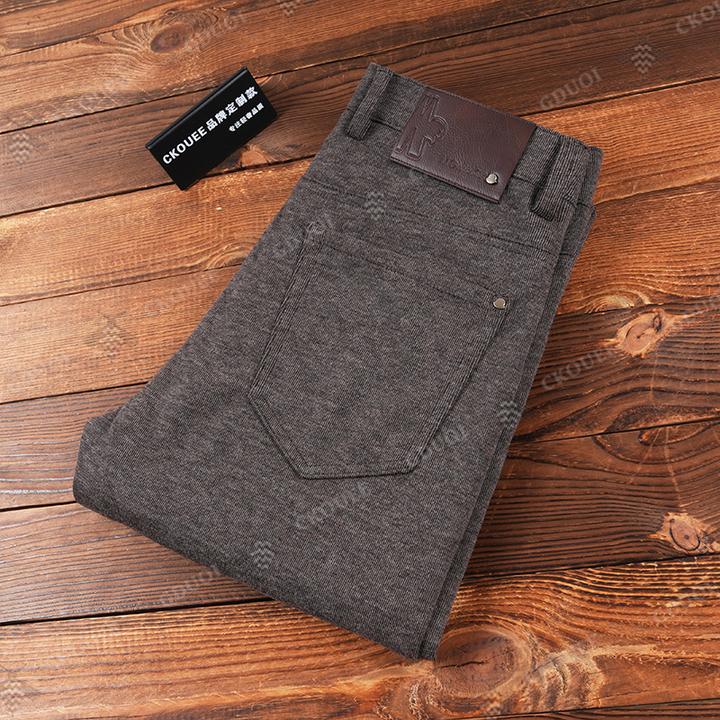 CKOUEE【羊毛】2025秋冬新款商务轻奢休闲裤直筒中腰修身弹力男士裤