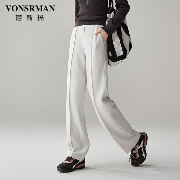 显瘦阔腿拖地休闲裤女2025秋季新款时尚百搭通勤高腰宽松直筒裤潮