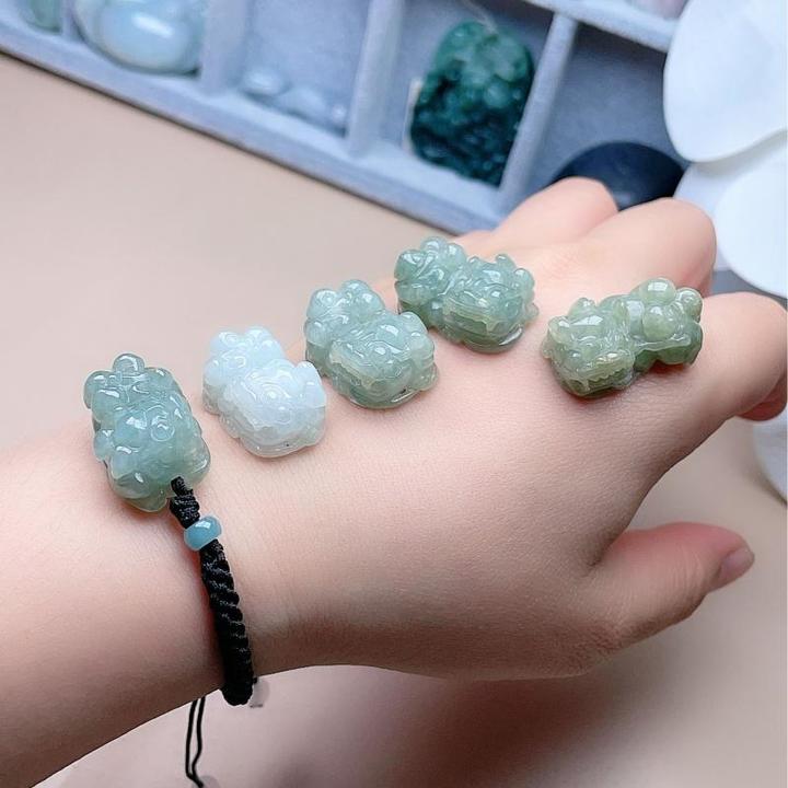 天然A货翡翠油绿霸王貔貅手链缅甸老坑扭头皮丘吊坠清新招财手串