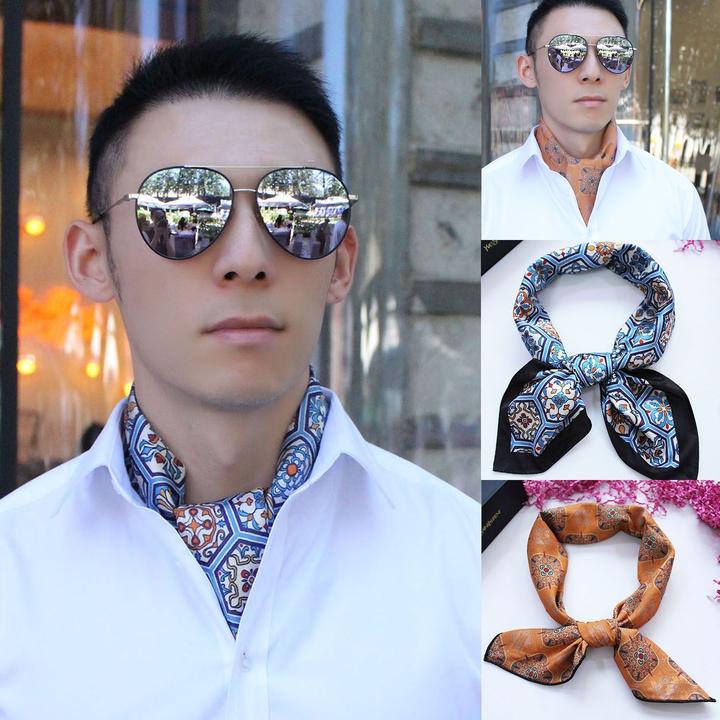 狼爱猫秋冬新款男士香云纱70方巾丝巾时尚气质薄款护颈领巾围巾