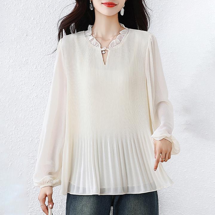 【女神新衣】2025秋季新款大码黑色时尚宽松休闲百搭长袖雪纺衫女