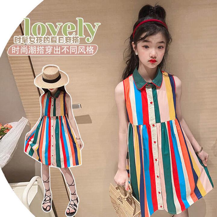 裙子时尚夏季中大童夏日吊带公主裙全棉 100棉不要拿涤的面料来比