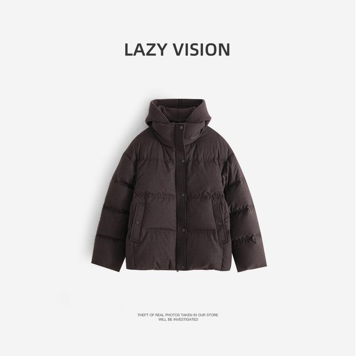LAZYVISION95白鹅绒短款连帽休闲女士羽绒服ZMD-29356