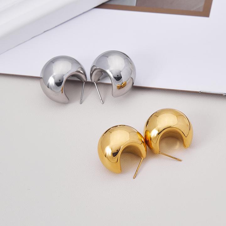 钛钢耳饰 冷淡风C形空心ins简约不规则时尚气质小众耳钉时髦素款