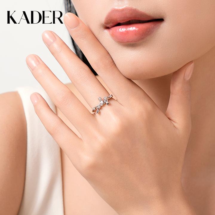 KADER/卡蒂罗 925银合成锆石戒指 幸运铃兰花戒指女戒时尚气质