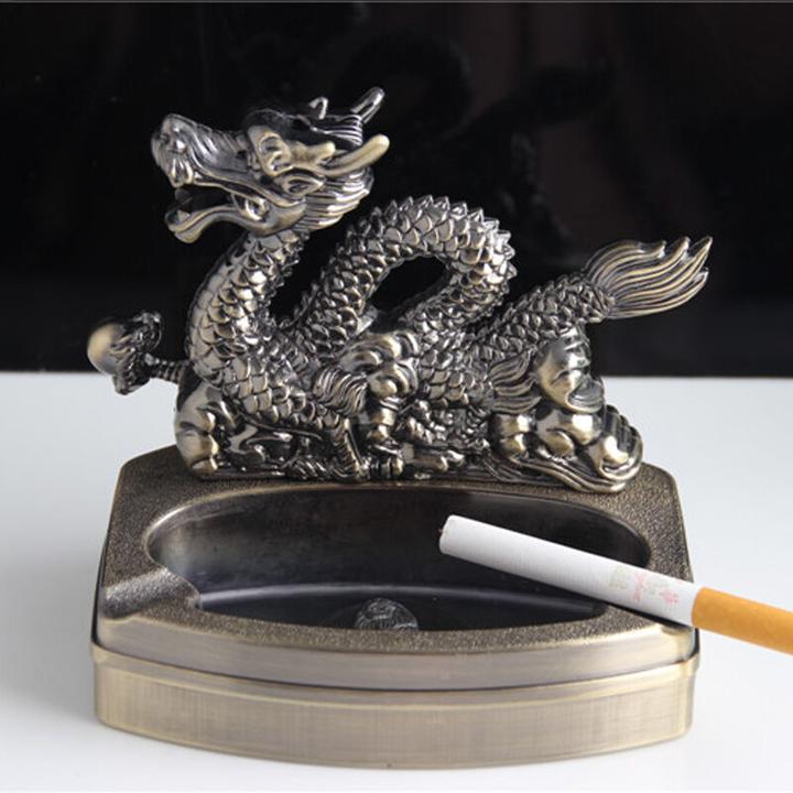 烟灰缸+打火机个性创意送礼多功能金属台式烟灰缸摆件充气