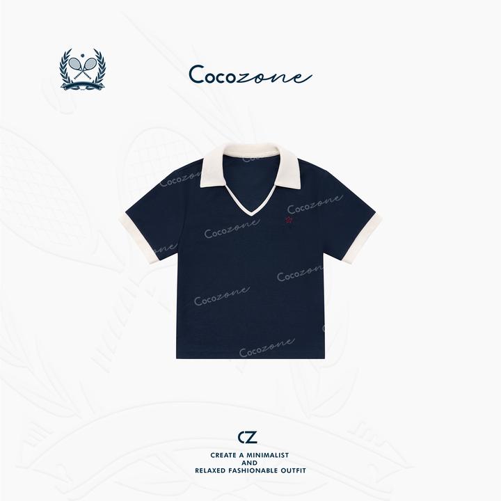 COCO ZONE 刘一一“星星polo” 翻领简约刺绣治愈减龄T恤 CD1A1108