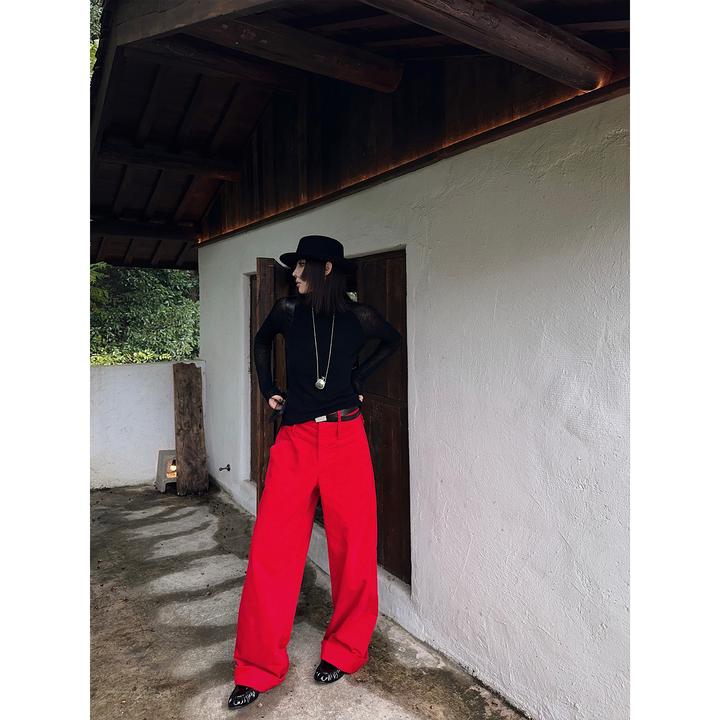 嘉仪【浆果玛丽】折边西装裤