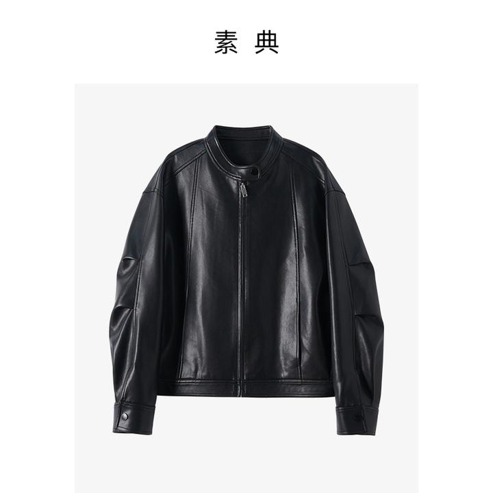 素典【休斯顿】流光风秋季短款宽松夹克时尚设计款皮衣4580