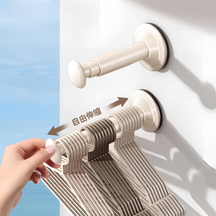 阳台吸盘衣架收纳挂架壁挂式免打孔置物架多功能可伸缩家用整理架