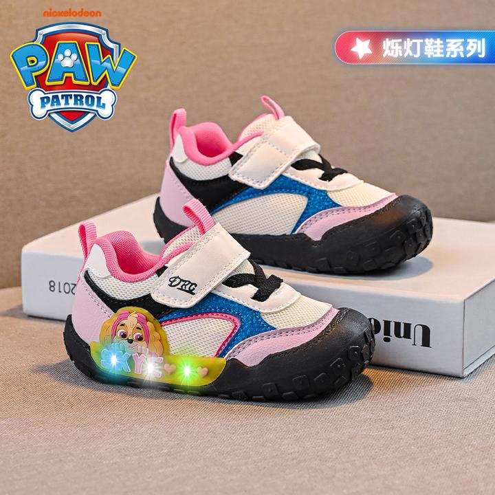 汪汪队女童灯鞋儿童鞋天天新款春秋季网面亮灯闪光鞋中小童女宝宝