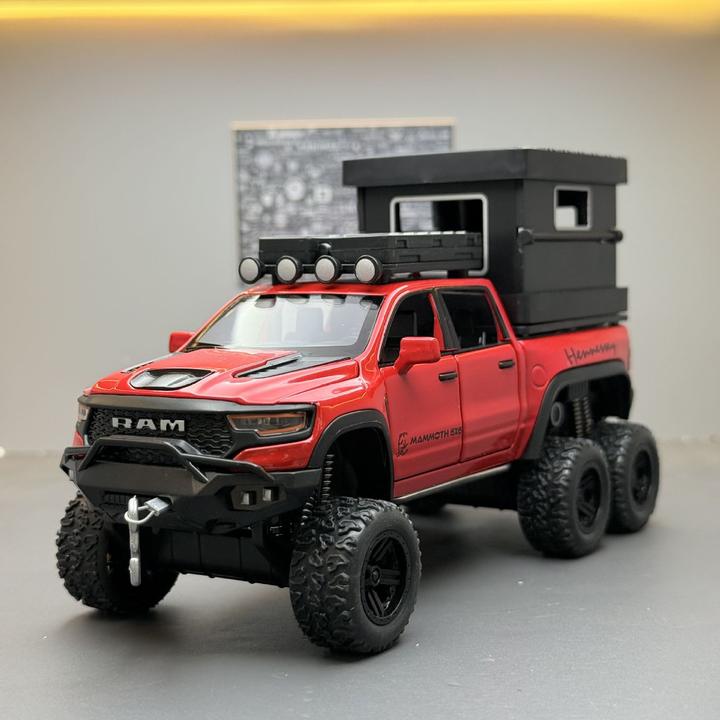 利佳信合金车模1比32霸王龙6X6房车带声光回力玩具车模型摆件