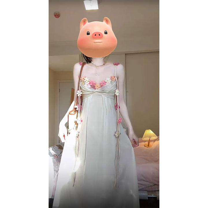 花仙子设计感雾里看花精致氛围感吊带抹胸吊带长裙超仙海边度假裙