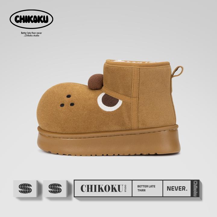 chikoku可爱小狗阿泽雪地靴女冬季厚底增高外穿防滑加绒保暖棉鞋
