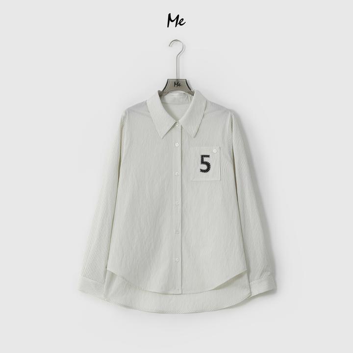 ME【5号小香条纹衬衫】奢牌感刺绣时尚百搭休闲一手长外套MESA0206