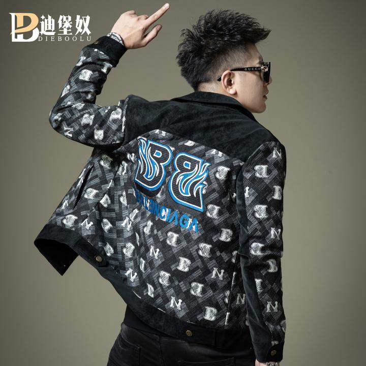 欧洲站潮牌字母刺绣翻领夹克男士2025秋季新款潮流宽松百搭男外套