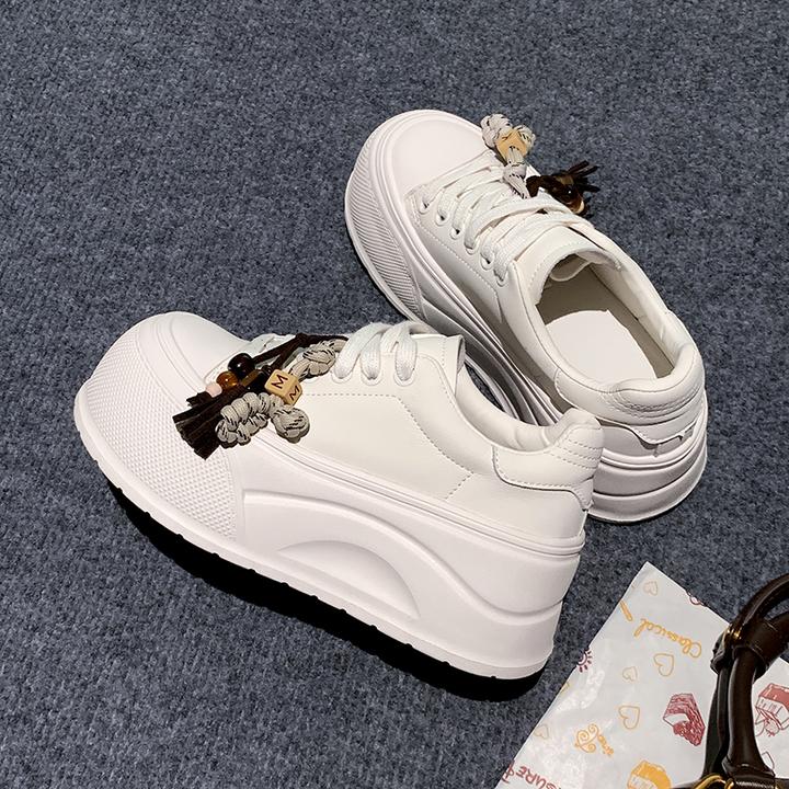 小众设计秋季款松糕底女时尚休闲鞋小白鞋女鞋低帮厚底增高百搭