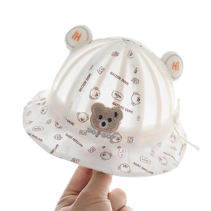 范哲萨新生儿帽子可调节渔夫帽男宝宝夏季薄网眼防晒遮阳婴儿外出