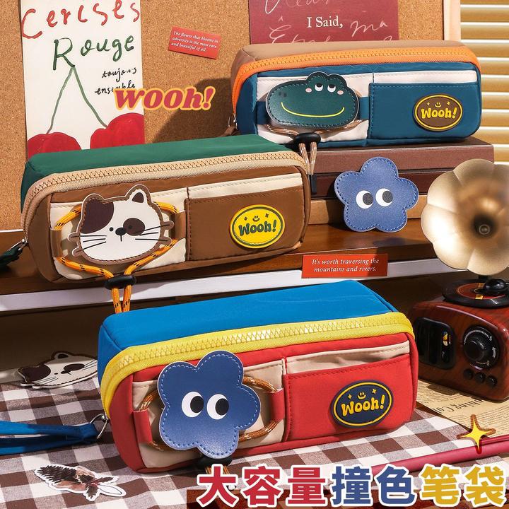 可爱猫咪笔袋8层大容量学生铅笔盒高颜值简约学生文具收纳袋笔袋