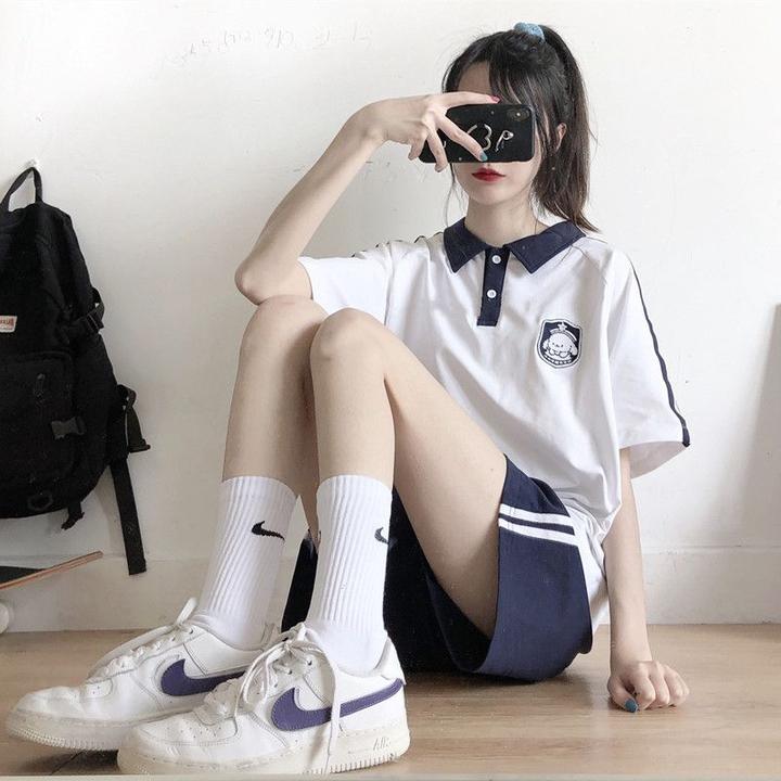 臻选#跑步运动服女夏季新款衫学生宽松短袖恤+短裤