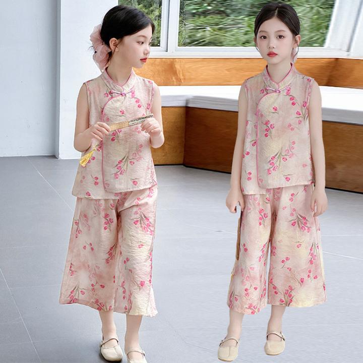 新品巴拉巴拉女童夏套装2025新款儿童国风薄款新中式女孩大童夏季