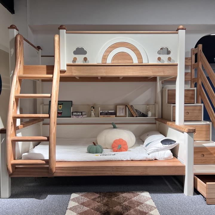 【爱木】轻奢上下床全实木儿童床双层高低床公主床上下铺多功能储物