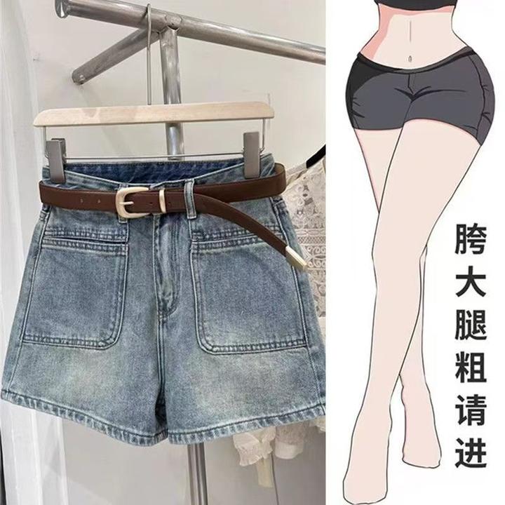 韩版简约2025夏季薄款高腰ins小个子牛仔a字版短裤修身热显瘦潮女
