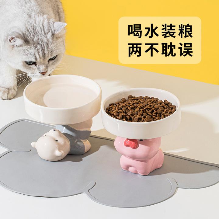 猫碗陶瓷保护颈椎大口径防打翻猫咪狗狗粮盆吃饭喝水猫食盆