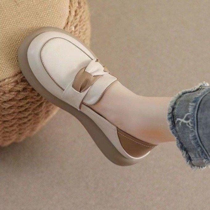 孕妇休闲小皮鞋女2025春秋新款百搭网红软底一脚蹬豆豆鞋平底单鞋