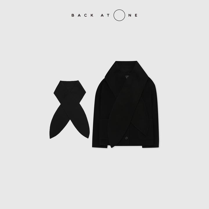 BACKATONE “翩雅” 时尚L*P围脖羊绒双面呢手工大衣 BFF-1BC087E-K