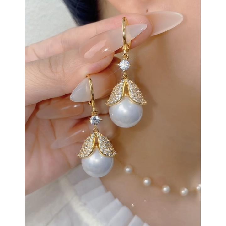 铜合金无非金属耳饰 精致气质百搭高级感珠珠耳环0687