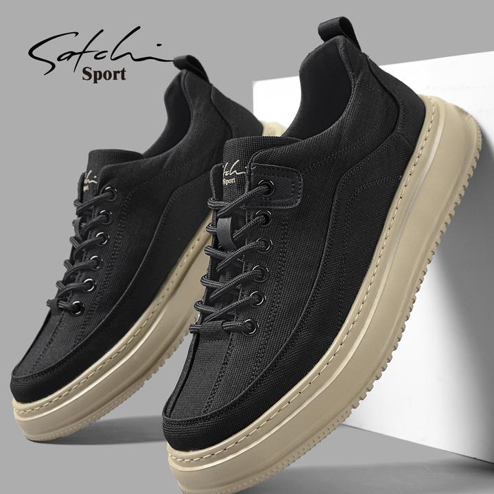 沙驰男鞋帆布鞋冬季新款透气百搭休闲运动上班工作板鞋黑色布鞋男