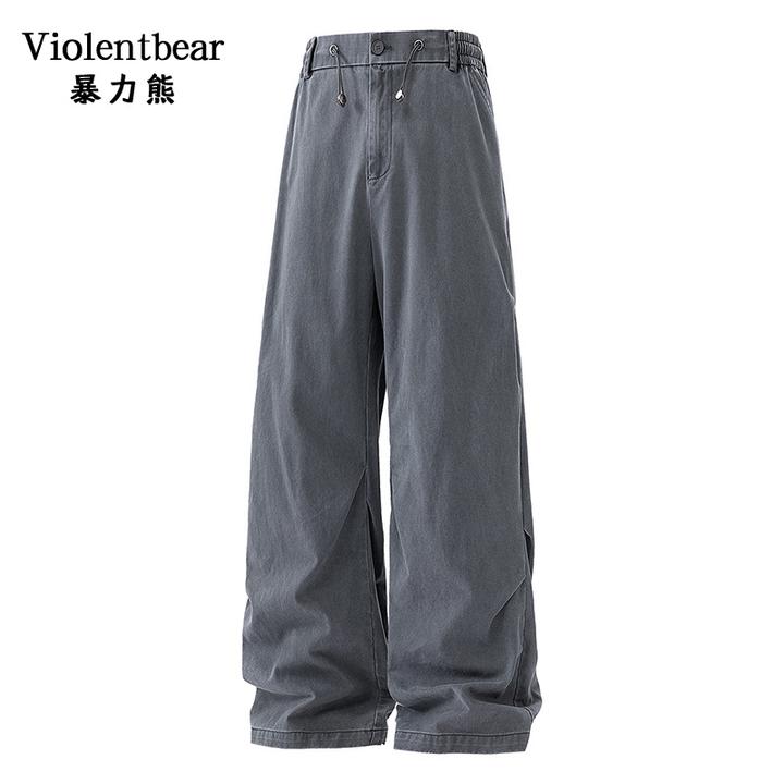 暴力熊2025潮牌百搭简约休闲风阔腿裤男宽松直筒工装裤潮牌伞兵裤