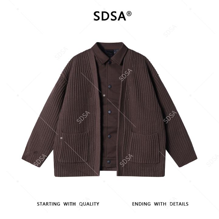 SDSA男士秋冬新款痞帅男装韩版翻领针织羽绒服外套拼接百搭时尚