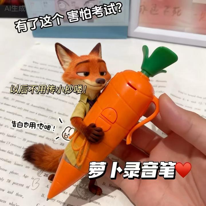 疯狂动物城可爱胡萝卜录音笔学生专用网红玩具圆珠笔小巧录音器笔