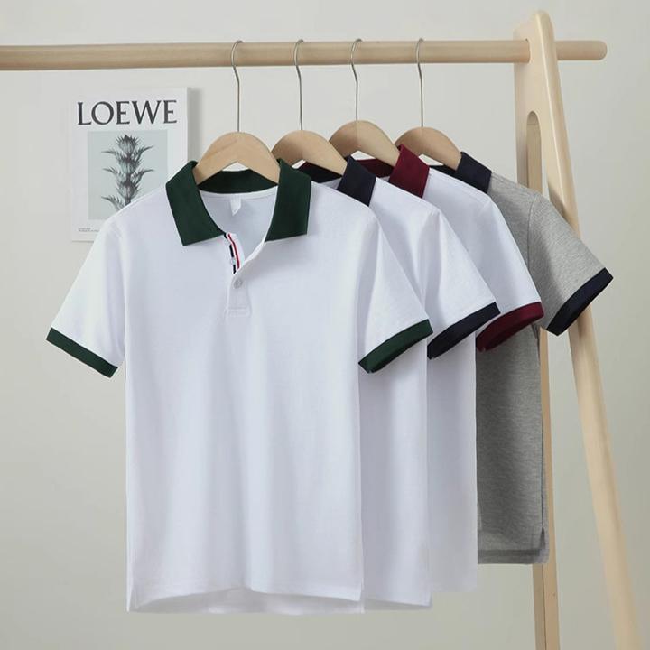 休闲工作服翻领短袖休闲撞色短袖夏季透气舒适短袖中大童校服