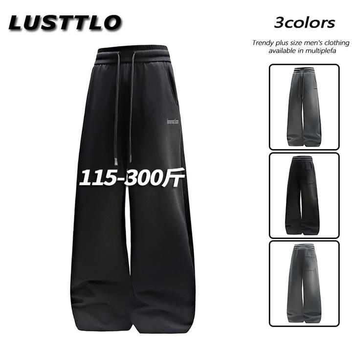 男士秋季大码休闲百搭直筒裤ins加肥加大阔腿裤时尚简约显瘦长裤